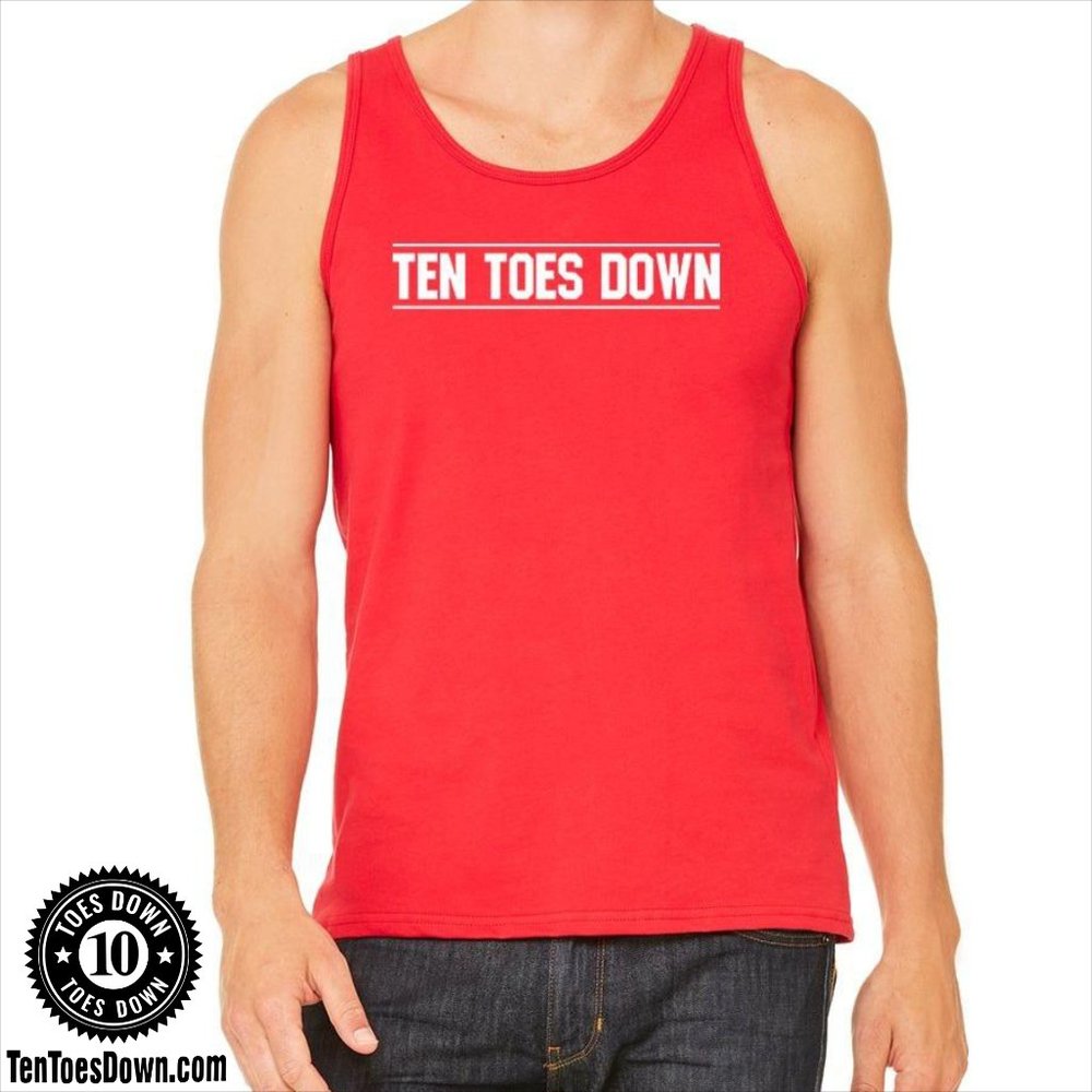 Ten Toes Down Mens Jersey Tank (Red)
